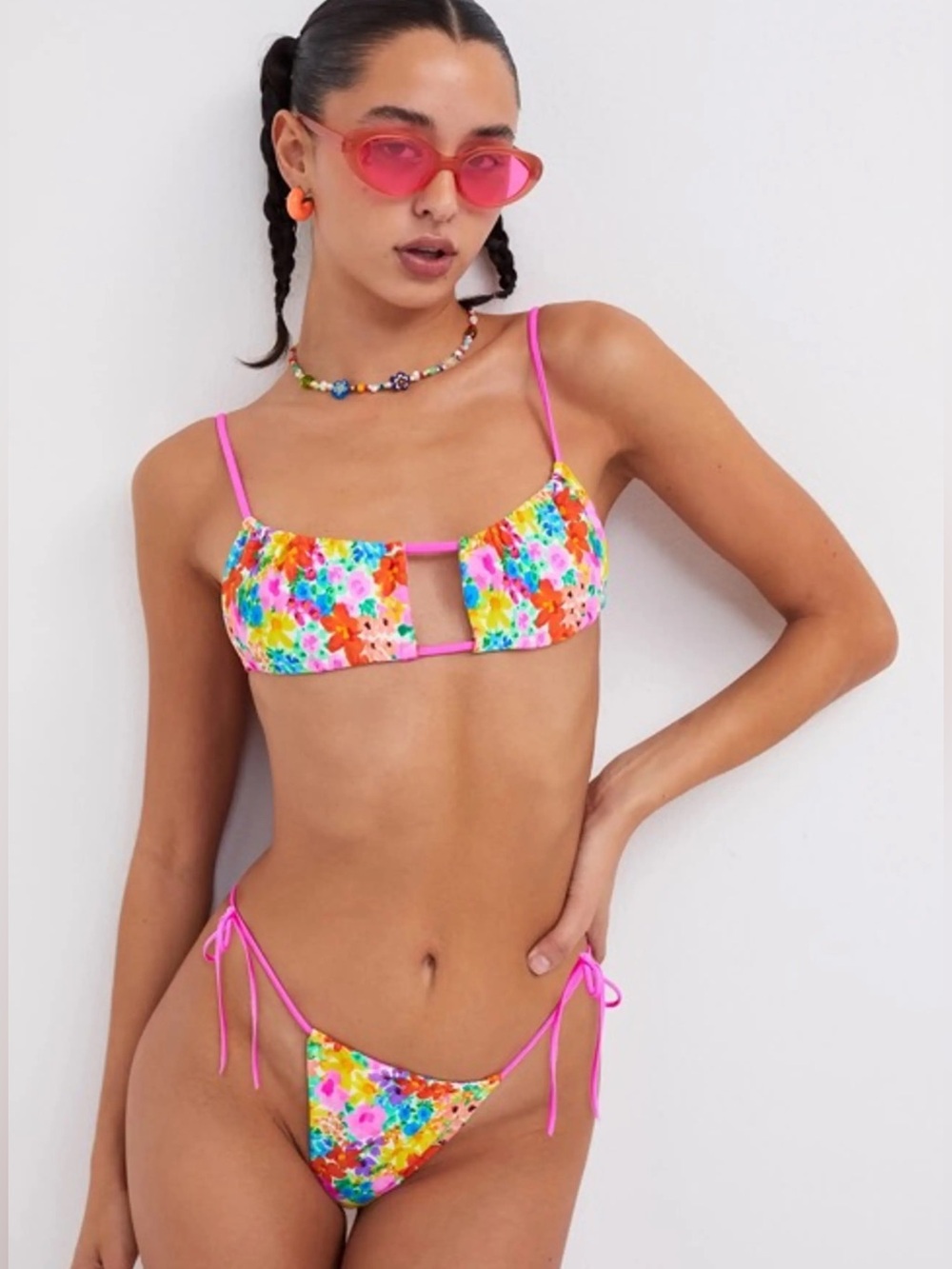 FOR LOVE AND LEMONS YASMIN FLORAL BIKINI SET NWT LARGE